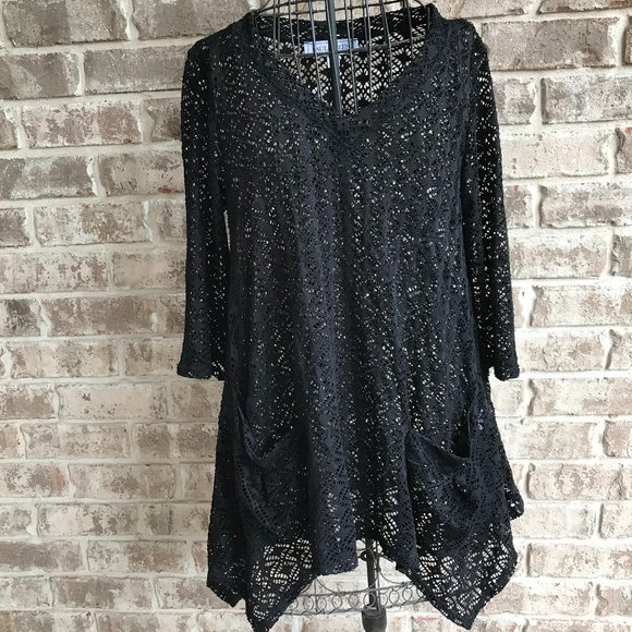 Paula Deen Swimsuit Cover Up Black Oversized XS - Picture 1 of 14